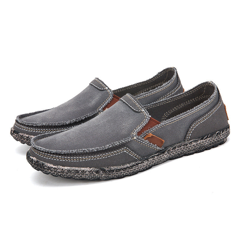 Mens Casual Canvas Loafer Shoes Fashionable Washed Denim