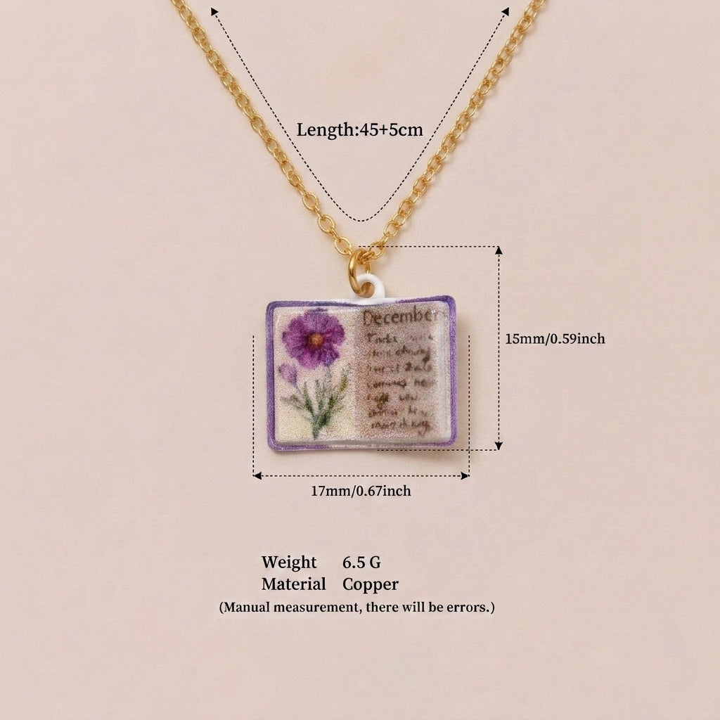 Retro Book Necklace For Women