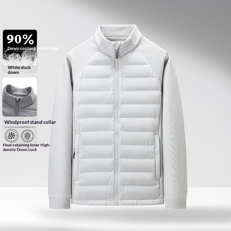 Mens Stand-Up Collar Patchwork Lightweight & Warm Down Jacket