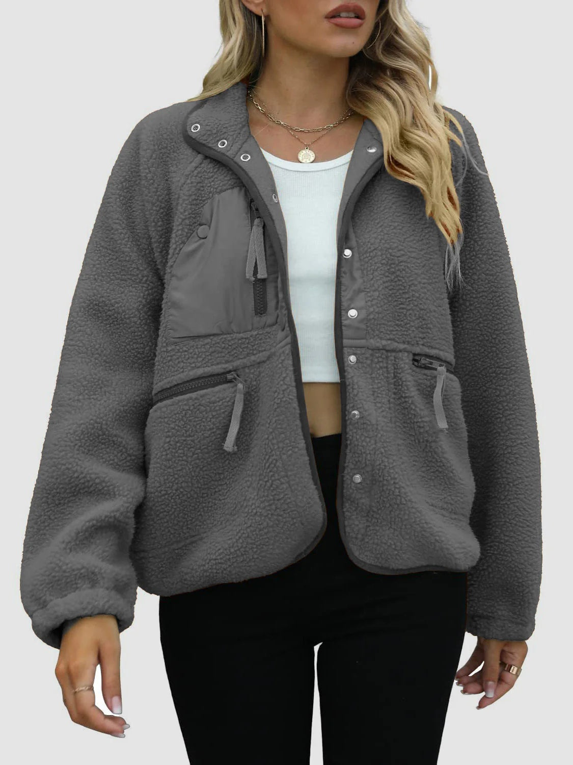 Short Cardigan Plush Jacket Lamb Wool Coat