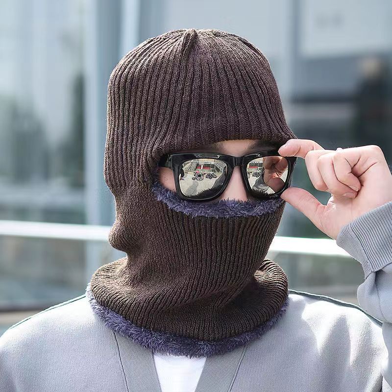 Winter Warm Unisex Dome Brimless Terry Neck Protection Thickened Flat Brim Knitted Hat