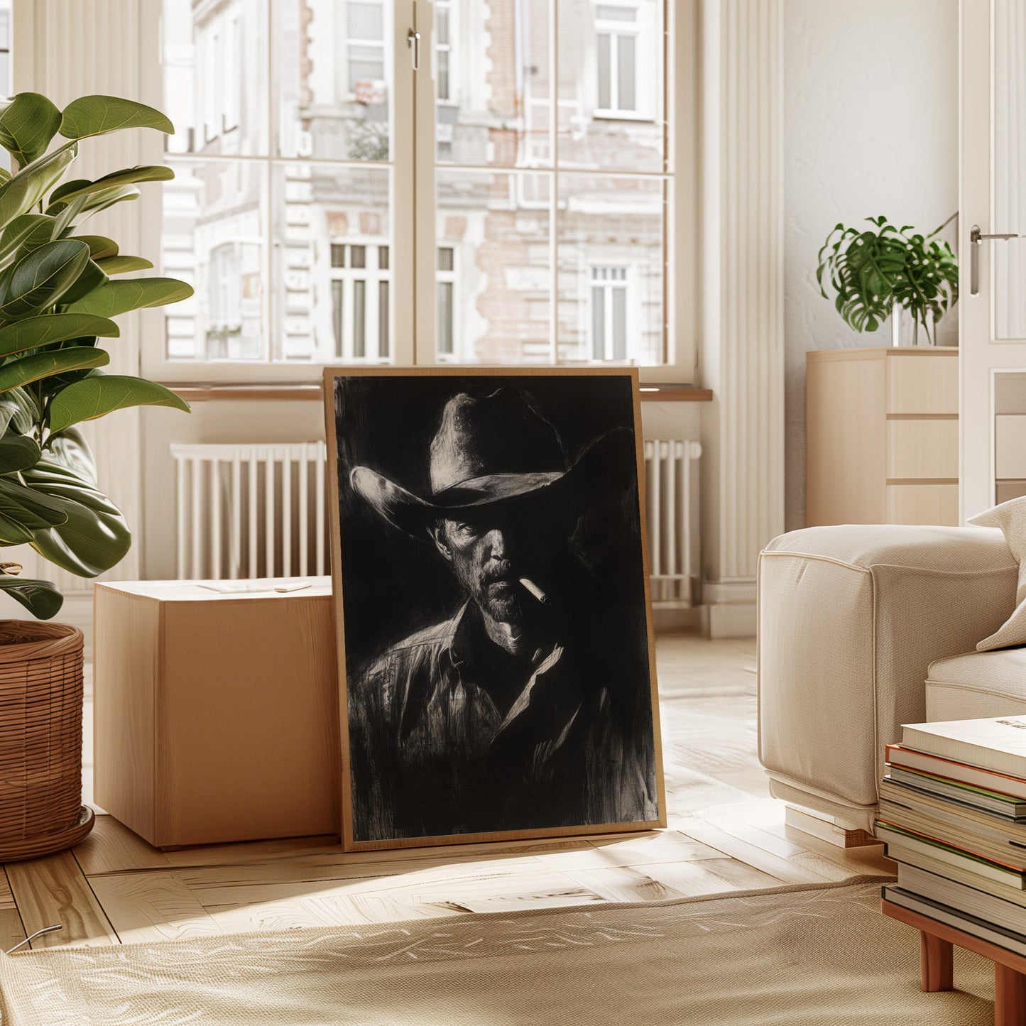 Cowboy de minuit dans l'ombre du fusain