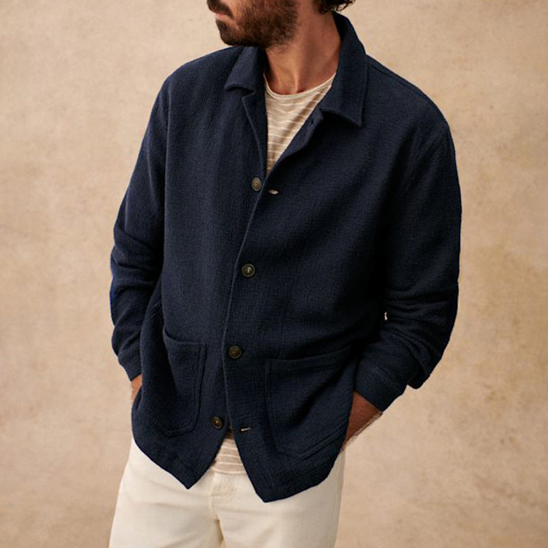 New Fallwinter Mens Casual Knitted Cardigan With A Lapel And Buttons