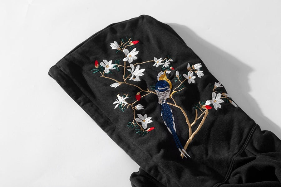 KH9083 Blumen-Stickerei-Hoodie