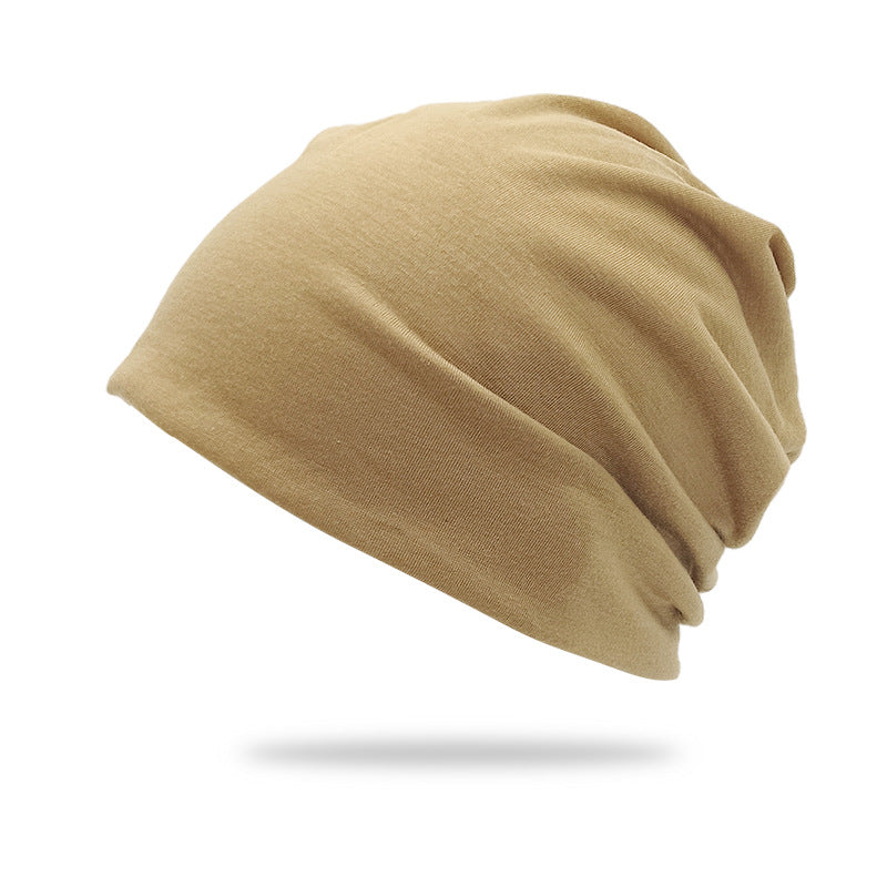 Solid-color Double-layer Pullover Beanie Thin Style
