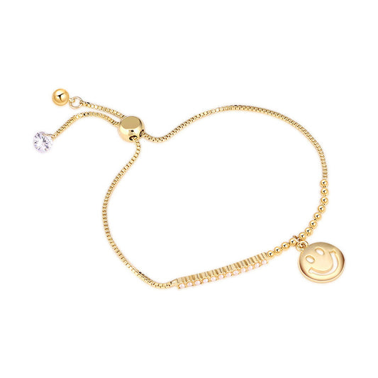 Western Fashion Simple Smiley Bracelet Women's Adjustable All-match Zircon Bracelet Accessories