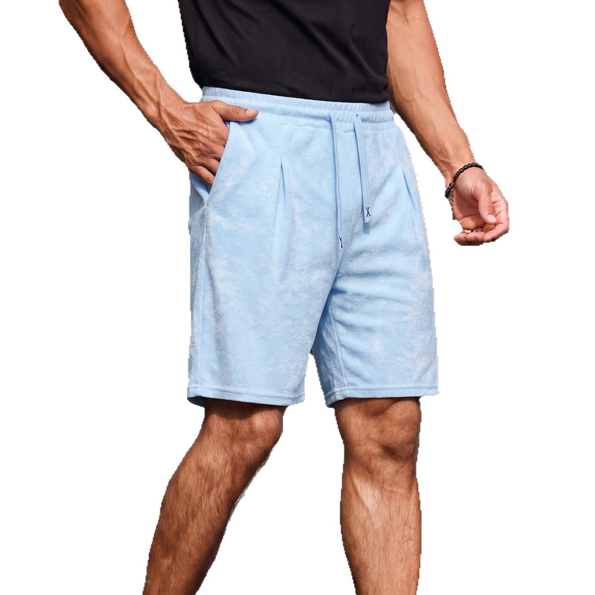 Mens Jacquard Casual Loose-fit Shorts
