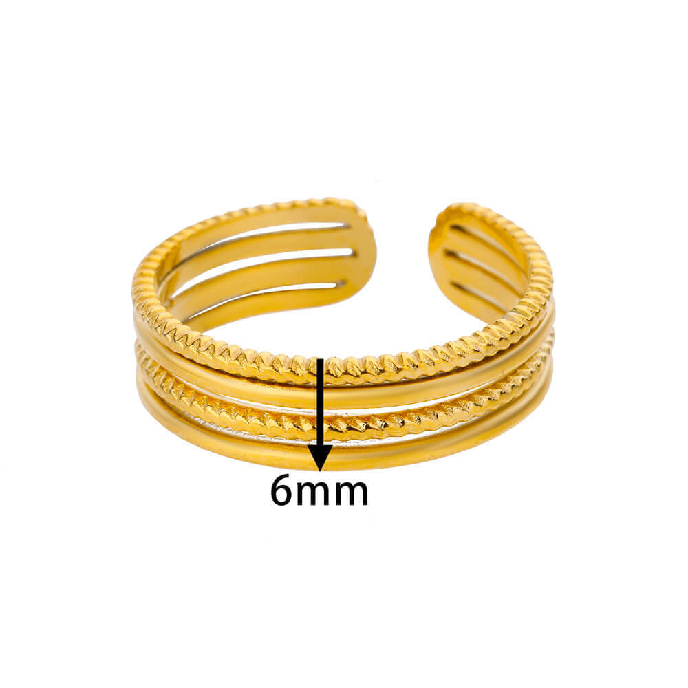 Geometric Line-cut Hollow Mens And Womens Ring