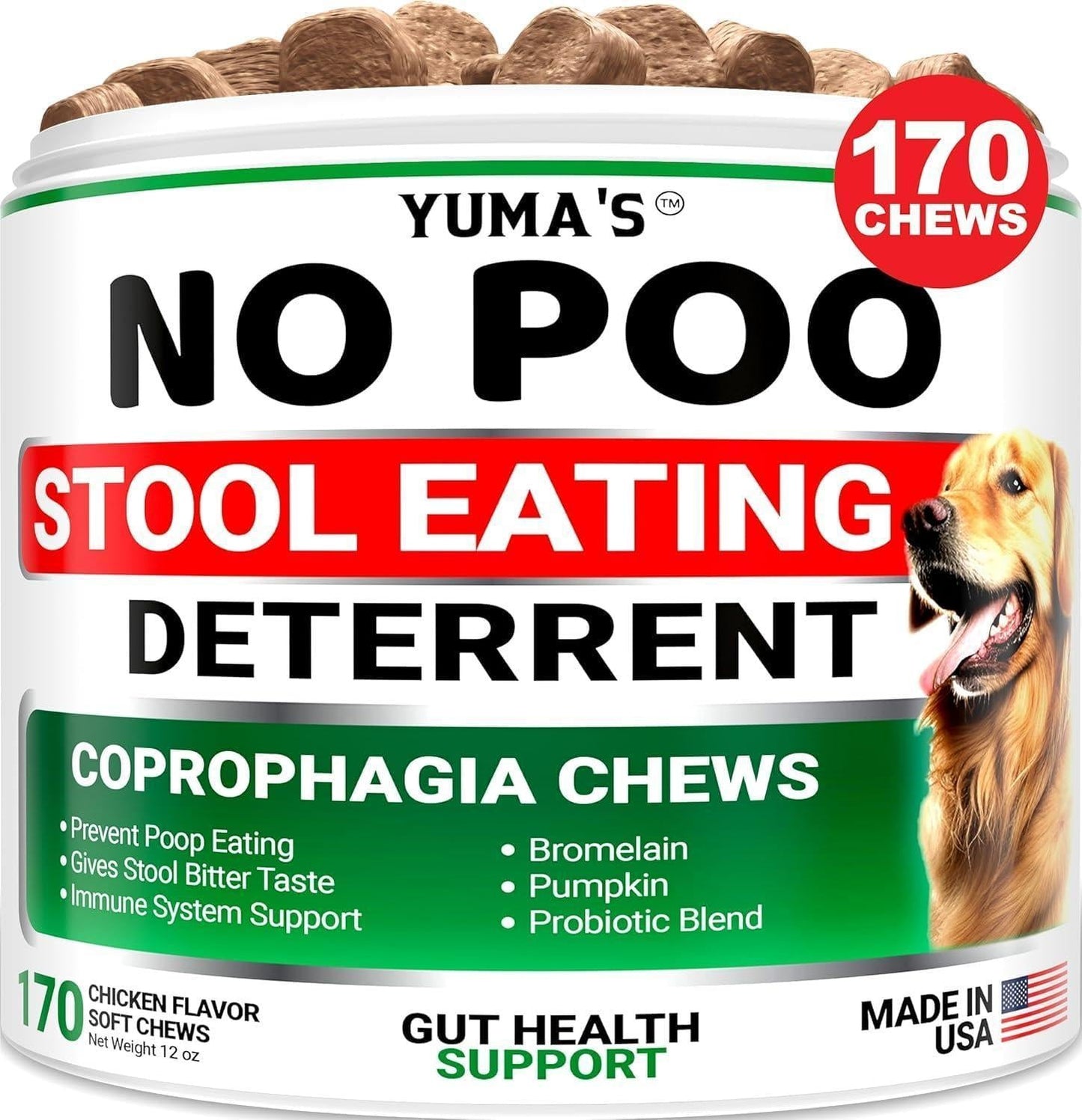 No Poo Chews for Dogs 170 Count Coprophagia Deterrent Probiotics