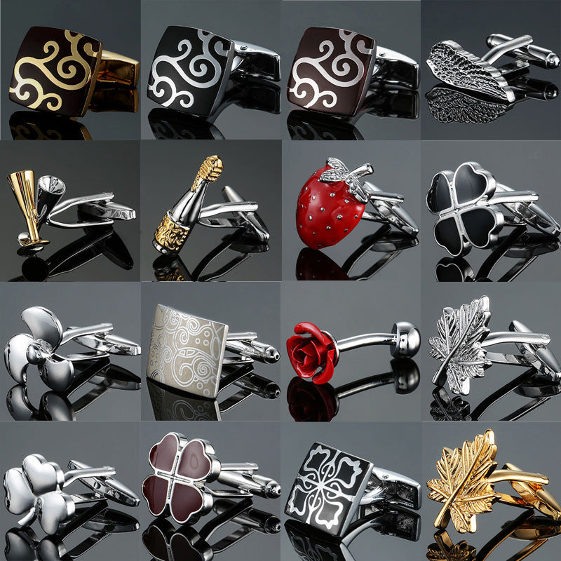 Grass Rose Gold And Silver Pattern Cufflinks