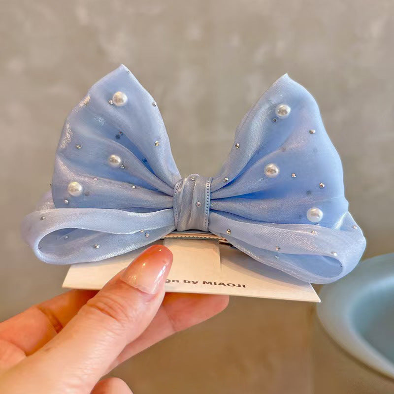 SpringSummer Kids Hair Clip With Three-Dimensional Pearl Big Bow