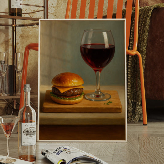 Burger-und-Bordeaux-Stillleben