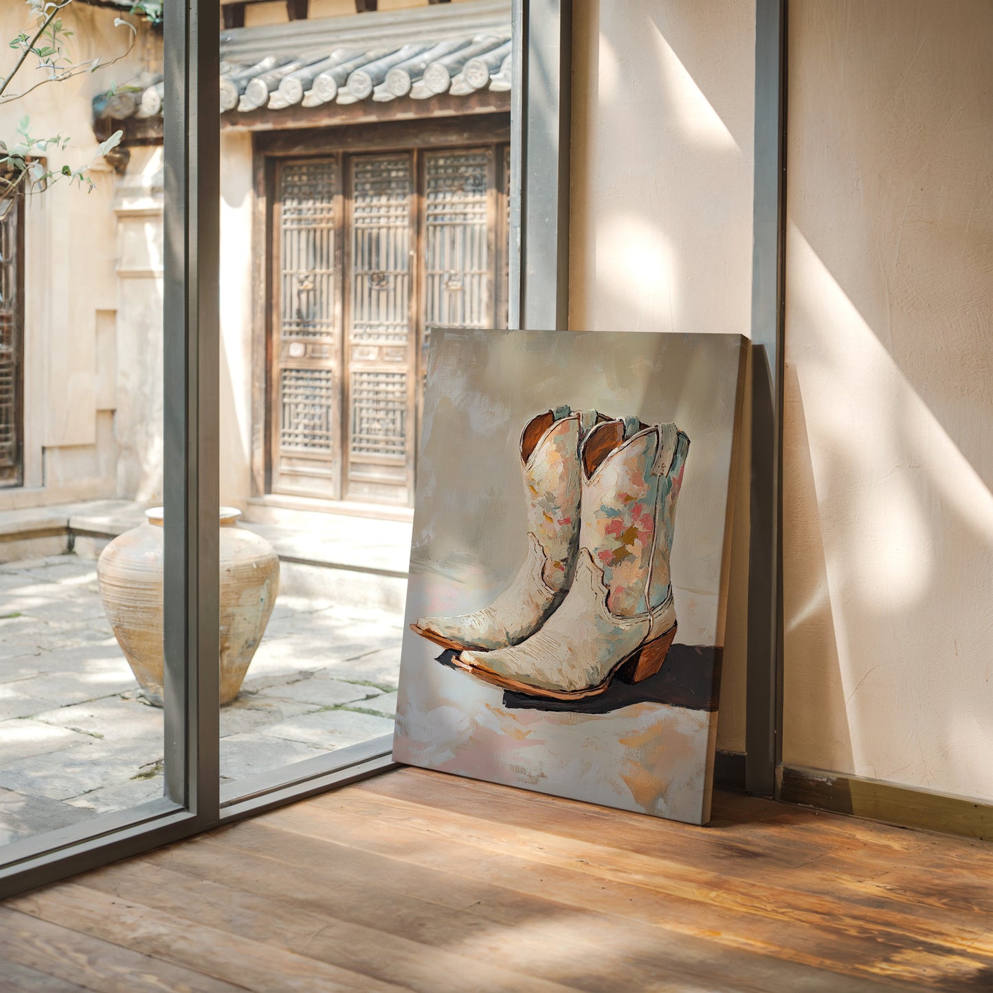 Bemalte Sohlen: Florale Cowboystiefel