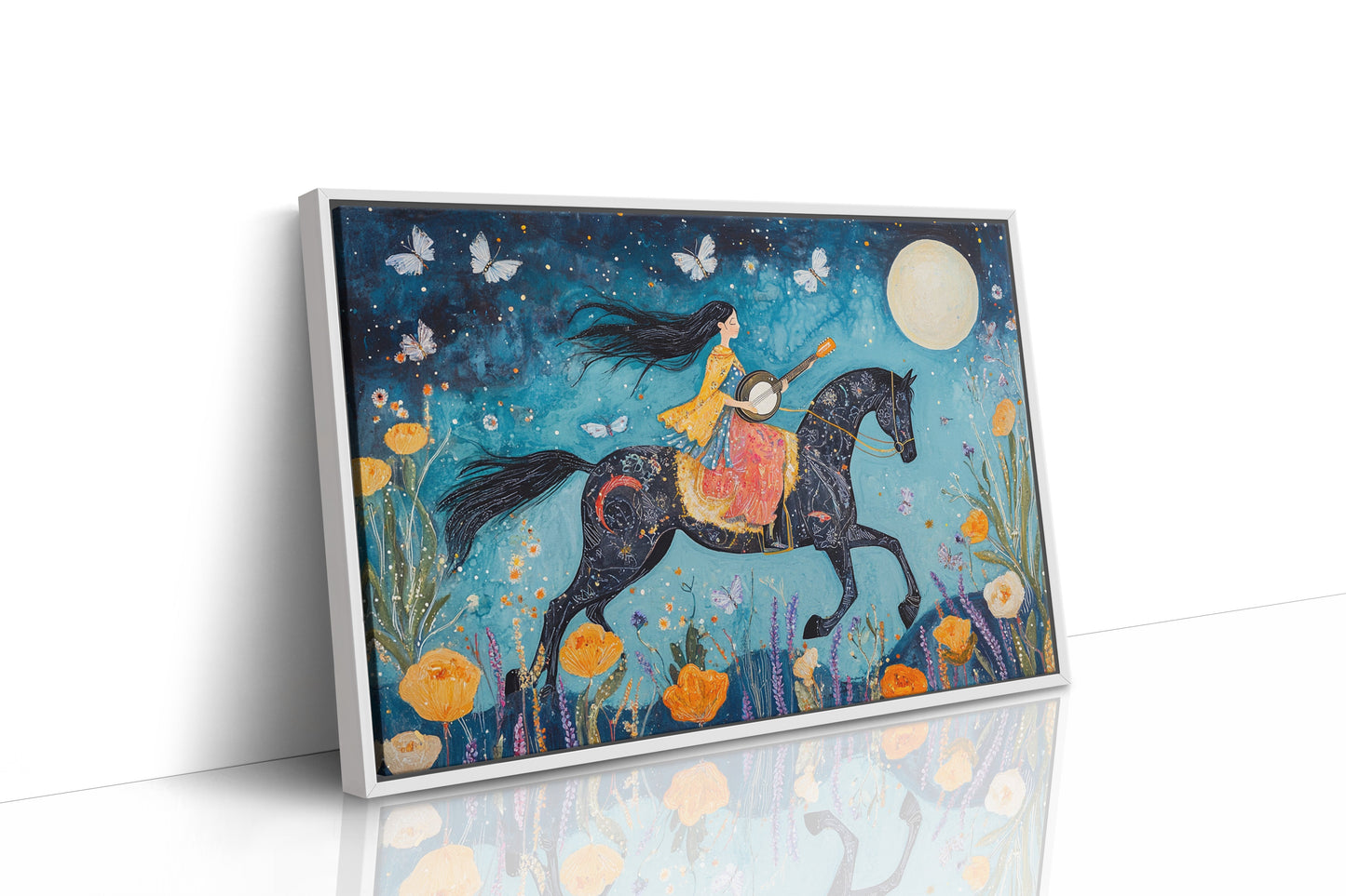 Mélodie au clair de lune à cheval dans la nuit