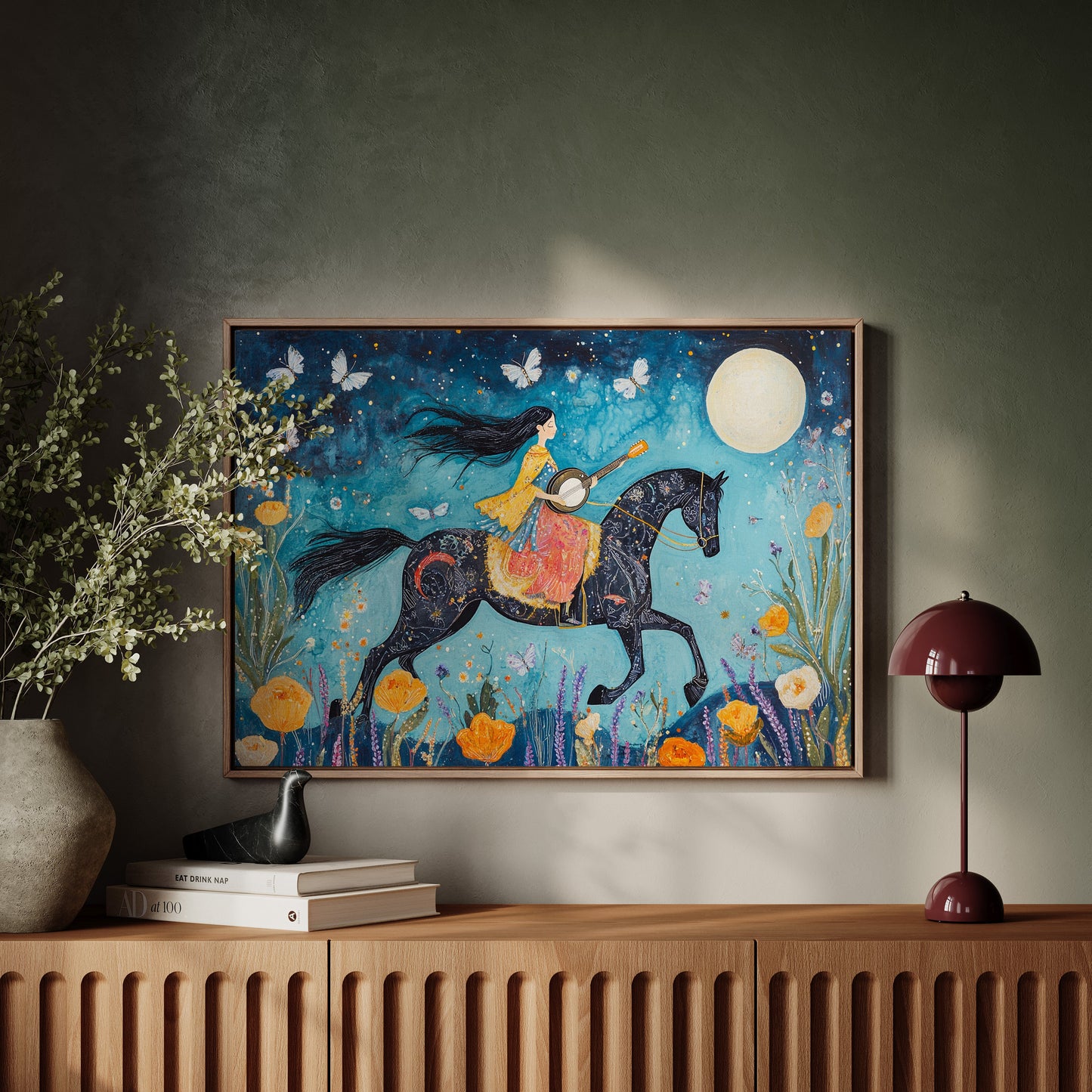 Mélodie au clair de lune à cheval dans la nuit