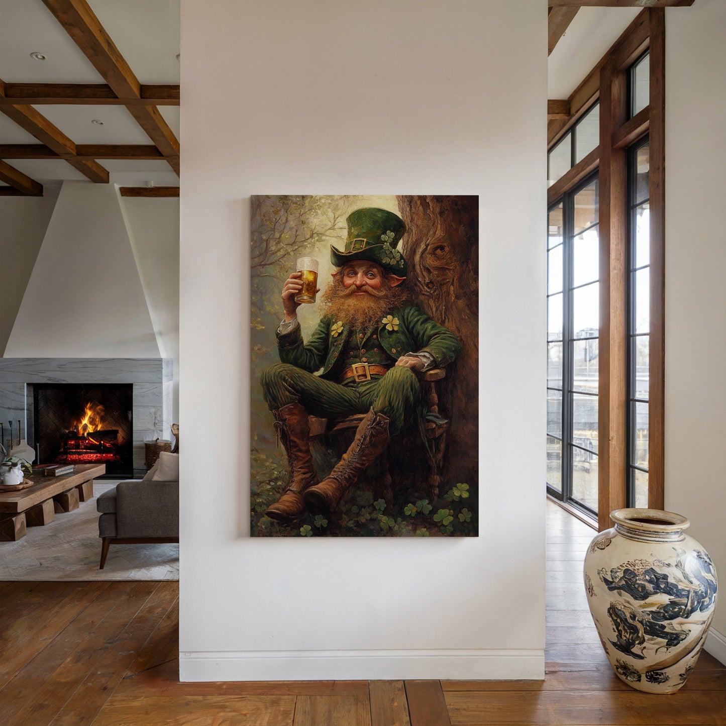Le lutin chanceux : toile murale sur le folklore irlandais