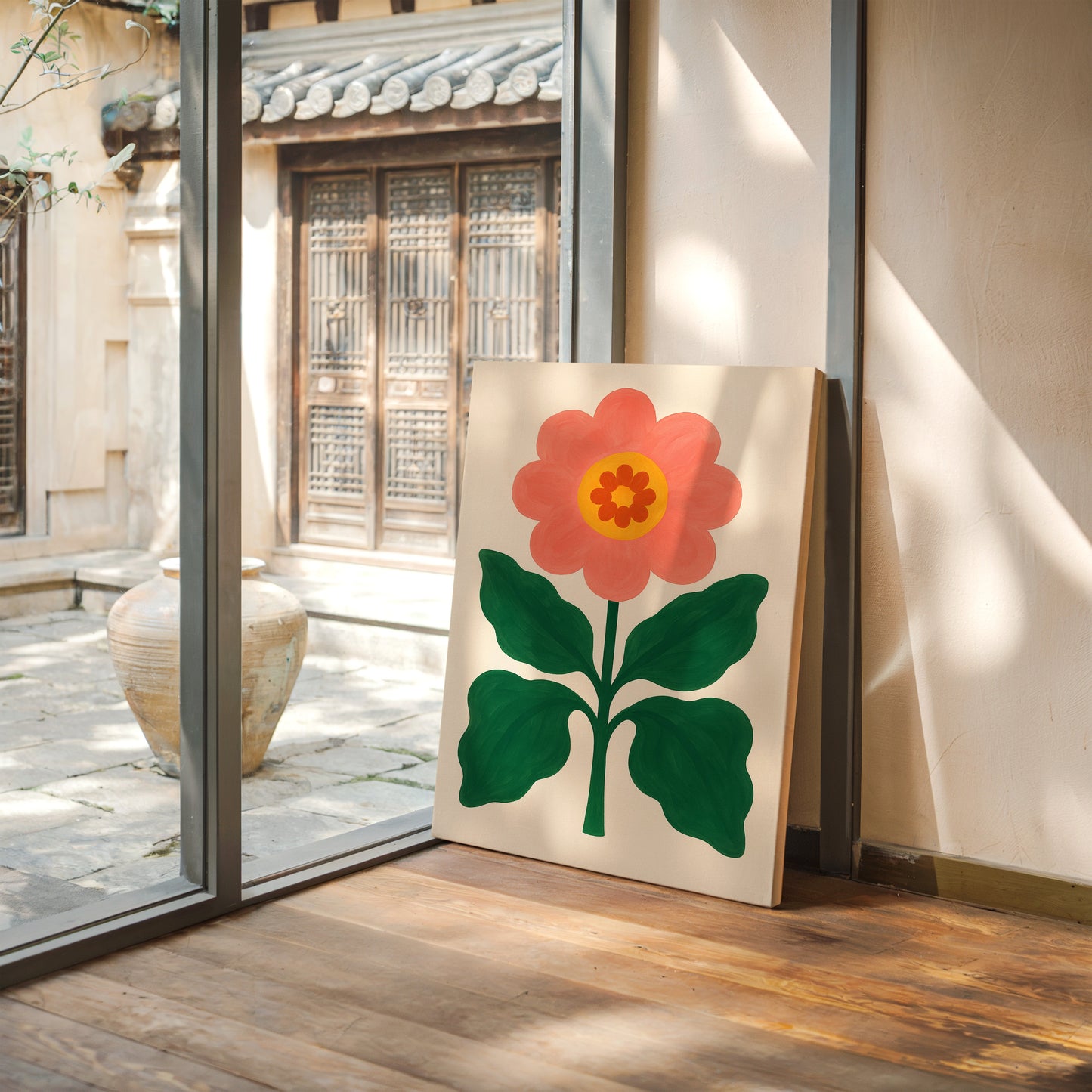 Sunny Bloom in Coral and Green