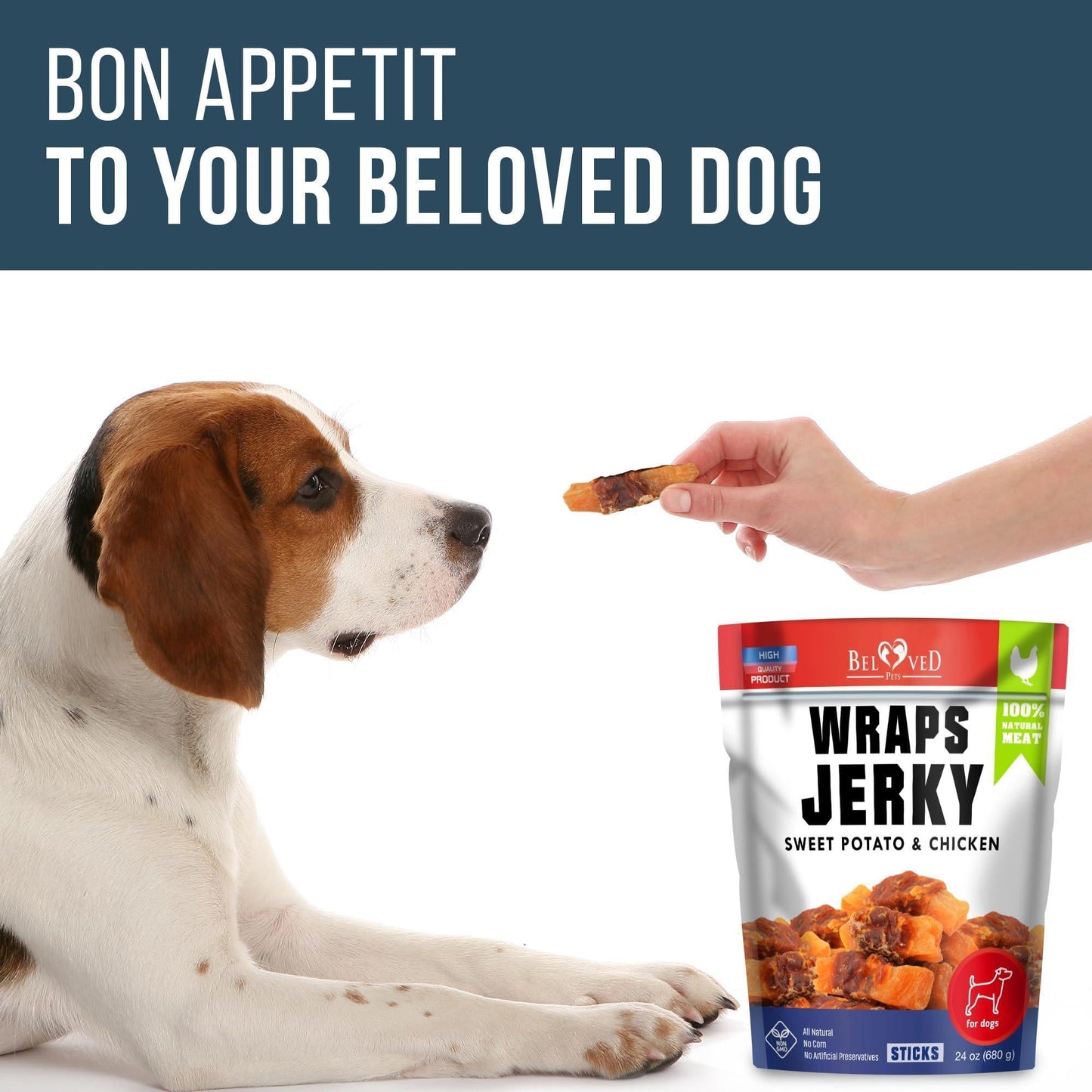 Chicken Jerky Dog Treats 24 oz Human-Grade Grain-Free Sweet Potato