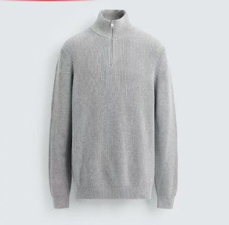 Mens Fashion Half-neck Cotton Knit Sweater