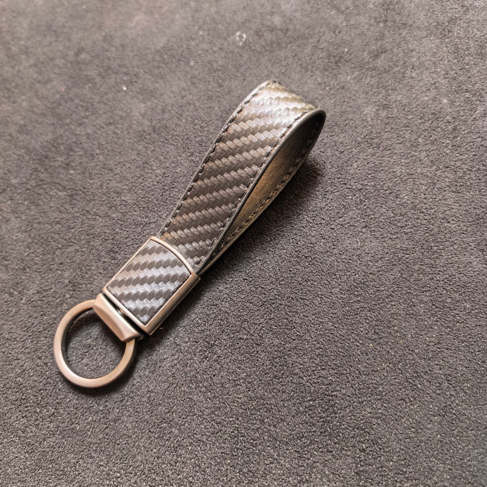 Carbon-fiber-pattern Car Keychain Pendant