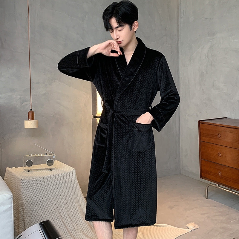 Double-sided Velvet Extra-thick Island Velvet Bathrobe