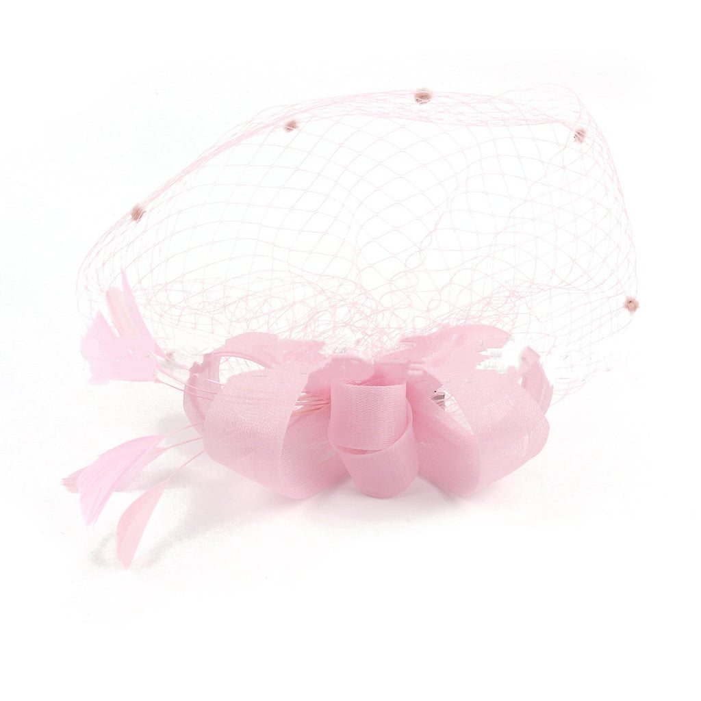 Bride Veil Hair Bow Top Hat Headdress Flower Cover Face Mesh Head