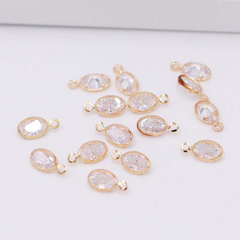 Geometric Zircon Bezel Set Pendant - Gold Plated Color Retention Charm for DIY Earring Jewelry Making Accessories
