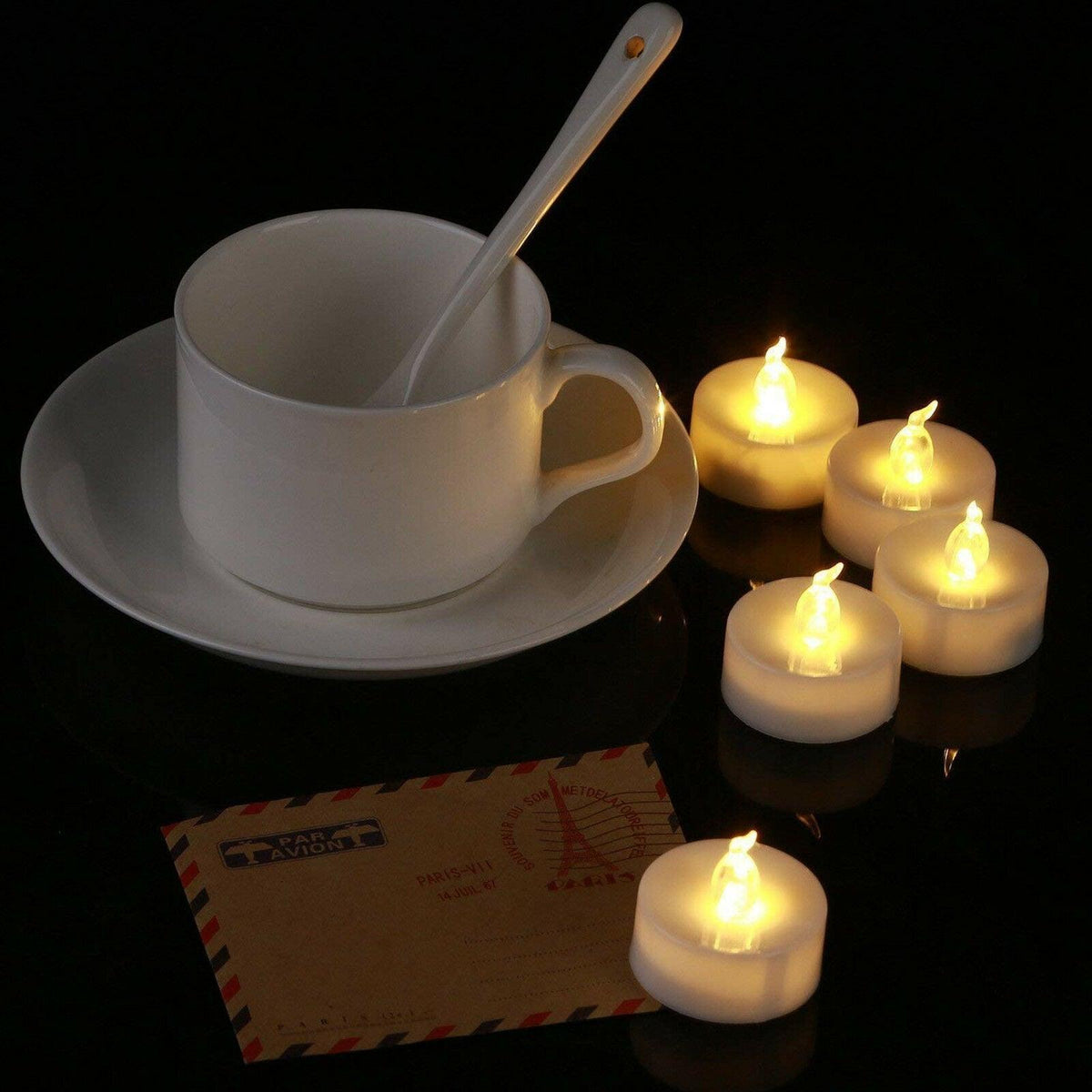 12Pcs Battery Operated LED Tea Lights Candles Flameless Wedding Decor  Realistic and Bright Flickering Holiday Gift Flameless LED Electric Candles for Seasonal & Festival Party Home Decoration