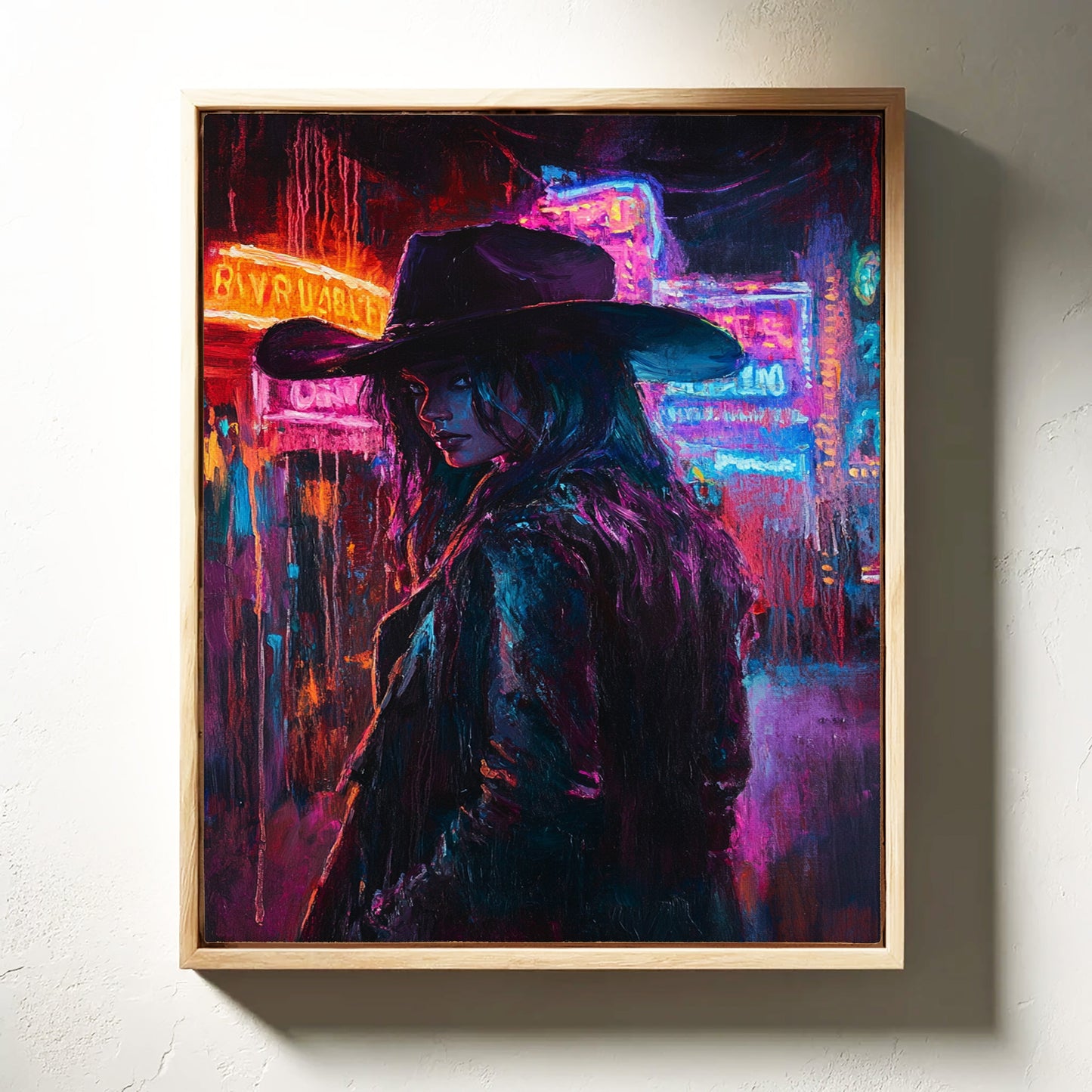 Cowgirl-Noir in Neonlichtern