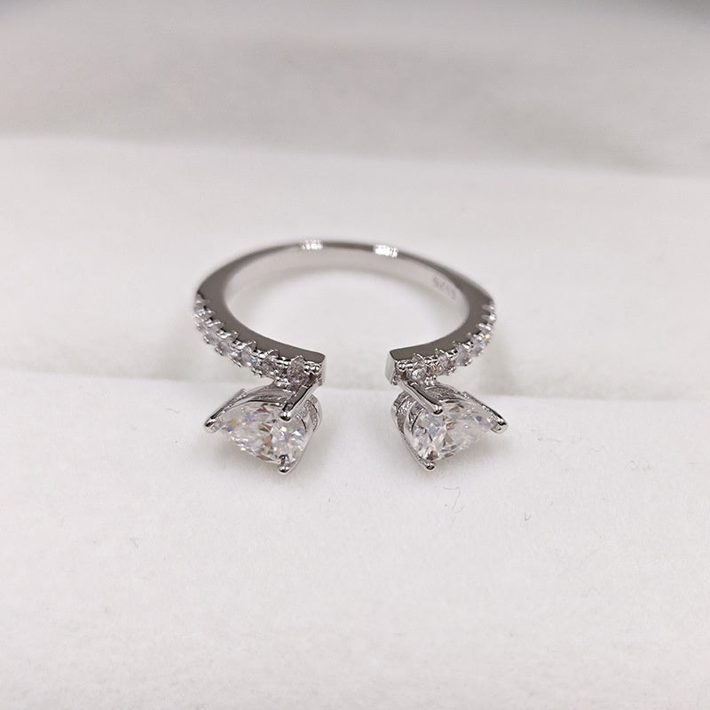 925 Sterling Silver 4-carat Marquise-cut Diamond Moissanite Ring For Women