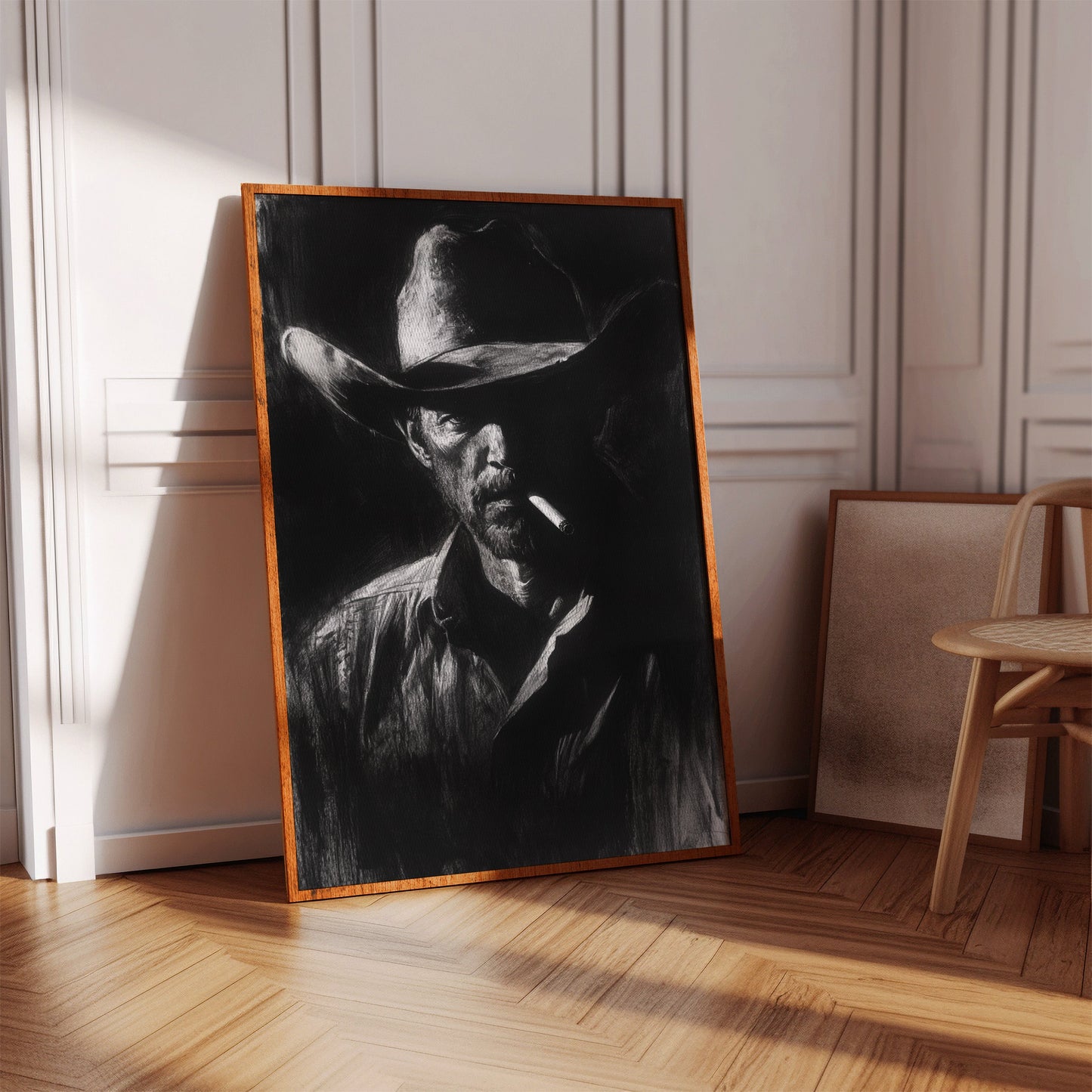 Cowboy de minuit dans l'ombre du fusain