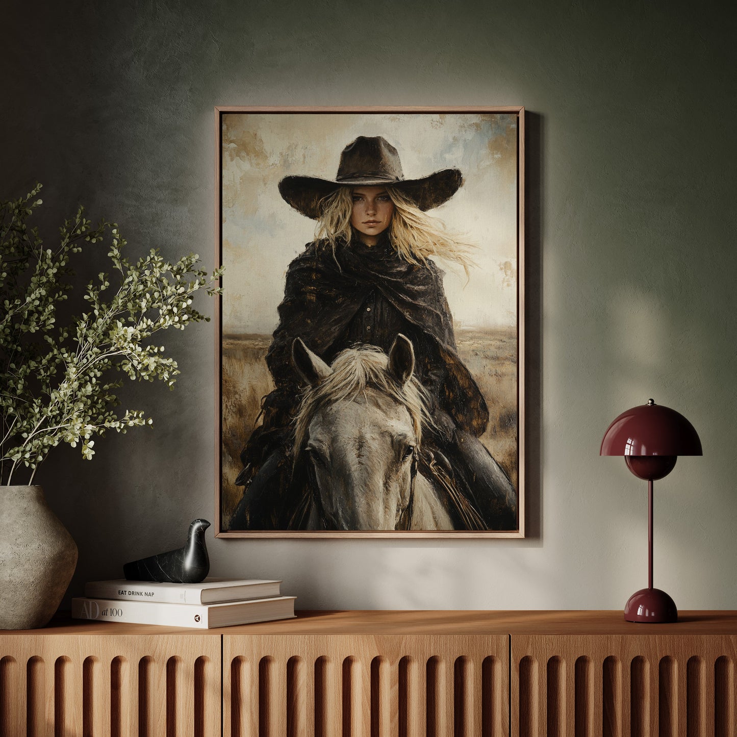 Reiter in Schwarz auf weißem Pferd