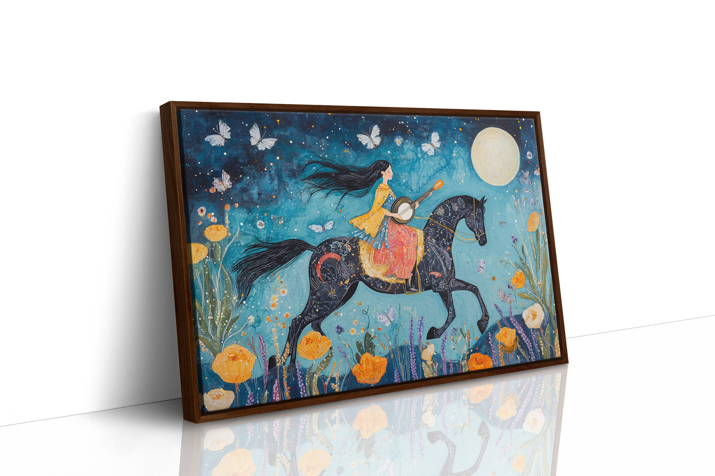 Mélodie au clair de lune à cheval dans la nuit