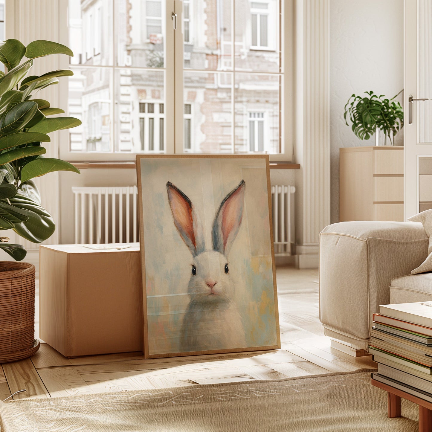 Bright Eyed Bunny in Soft Pastels