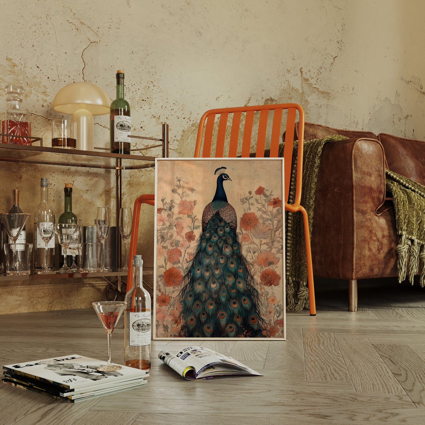 Antique Elegance with Scarlet Bloom