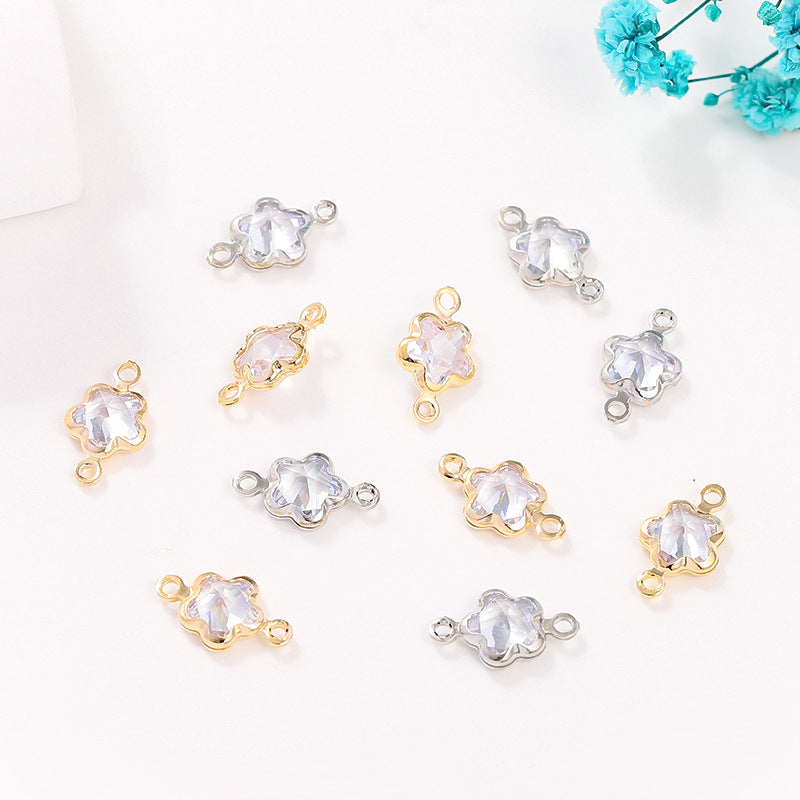 Geometric Zircon Bezel Set Pendant - Gold Plated Color Retention Charm for DIY Earring Jewelry Making Accessories