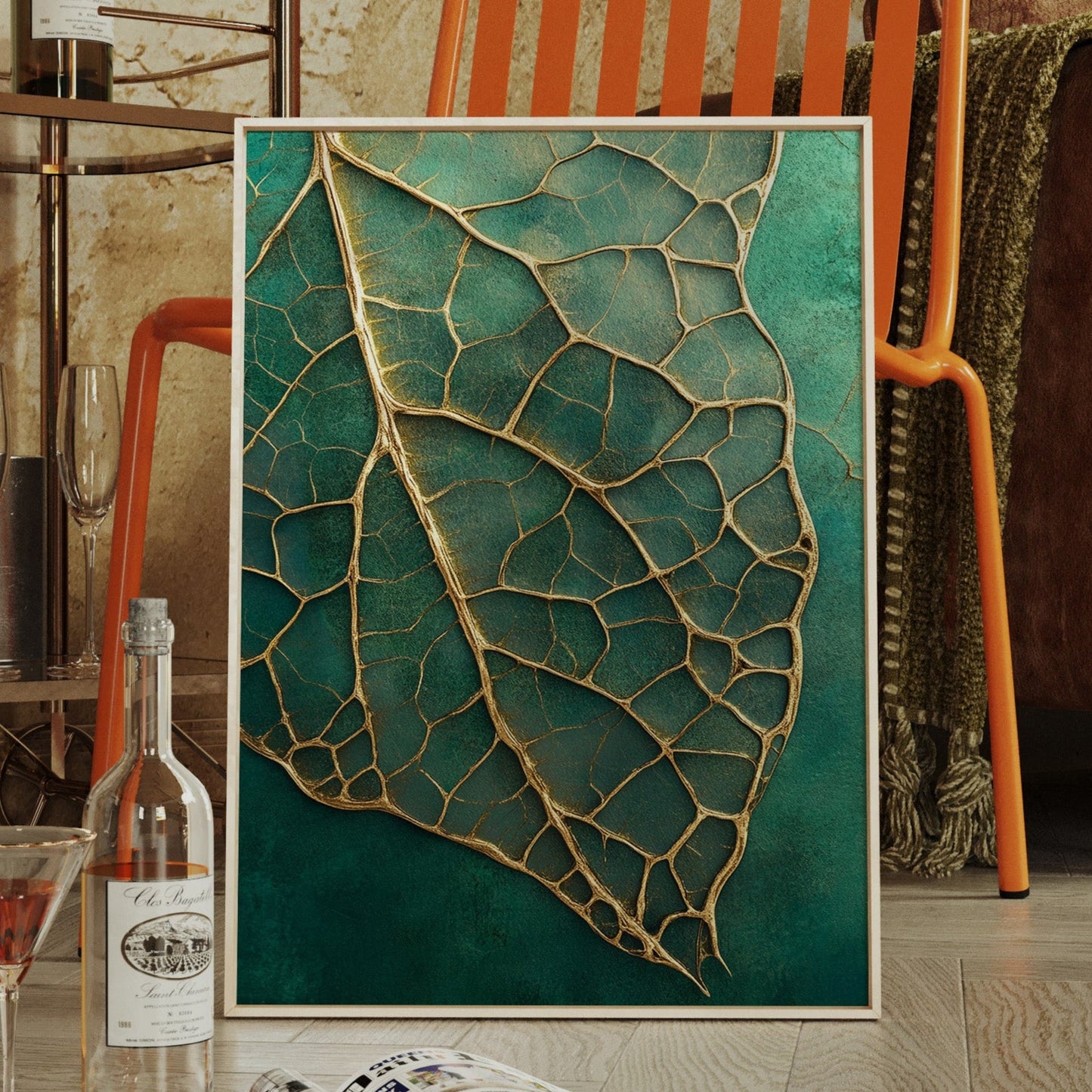 Golden Vein Leaf on Emerald