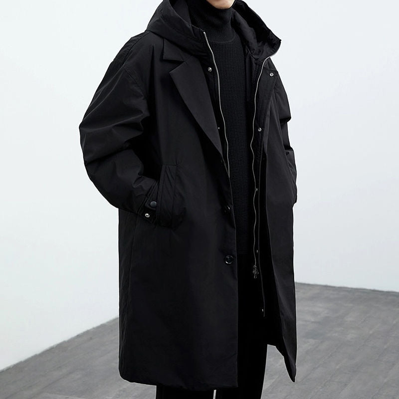 Fake Two-piece Hooded Oversized Thermal Trench Coat