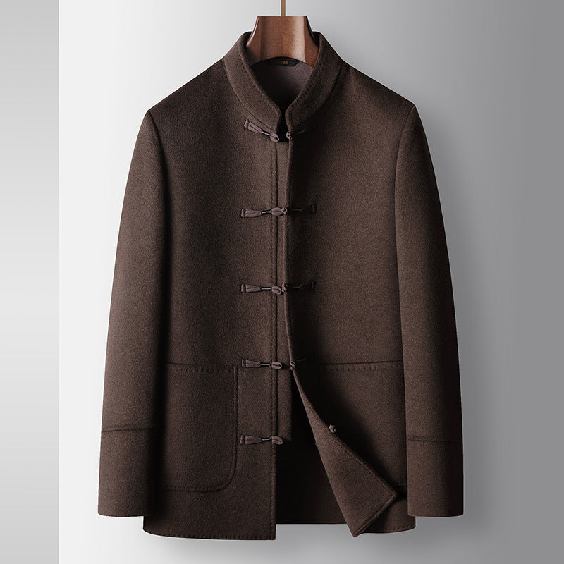 Men's Woolen Coat Chinese Stand-up Collar Wool Warm Jacket