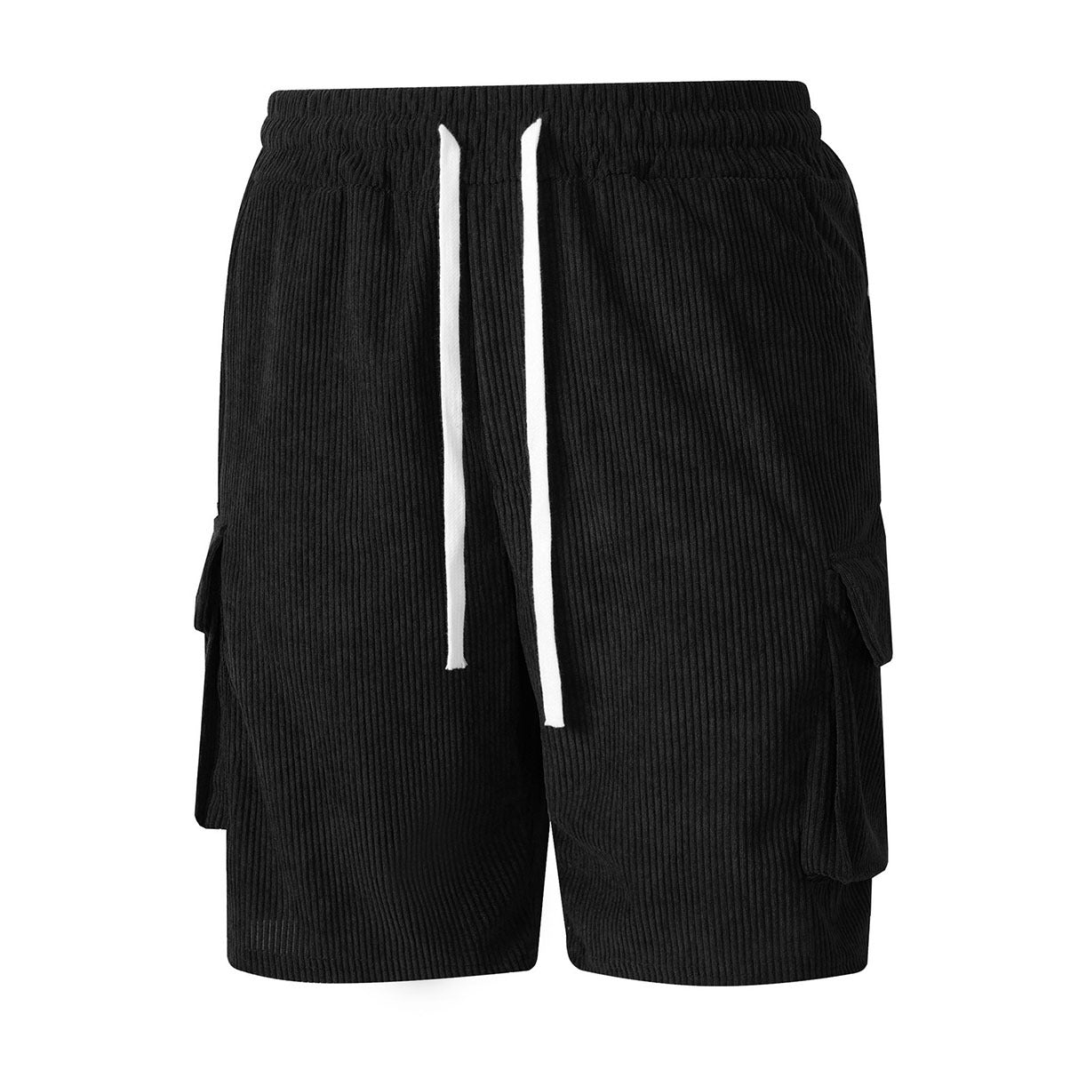 Corduroy Utility Shorts With An Elastic Waist And Drawstring