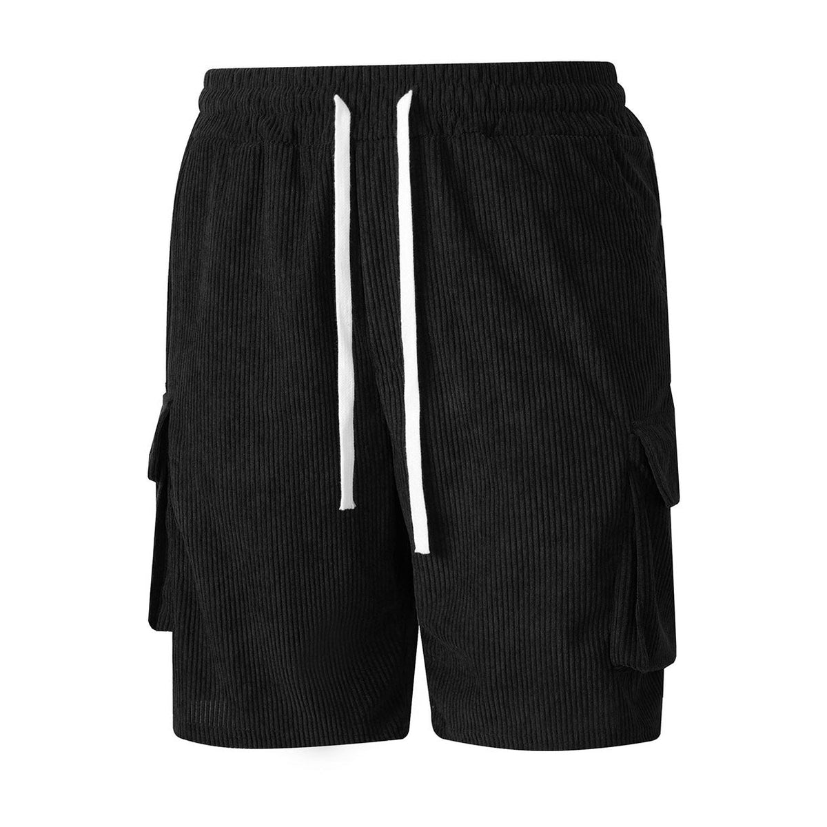 Corduroy Utility Shorts With An Elastic Waist And Drawstring