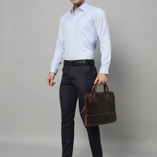 Moderne Ledertasche für Laptops – Dunkelbraun