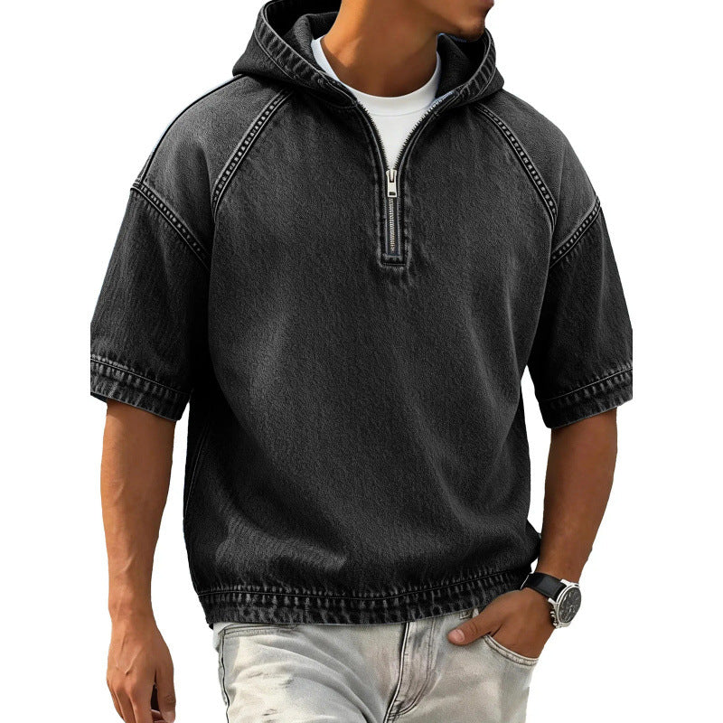 Sports Hoodie With A Half-zip And Hood
