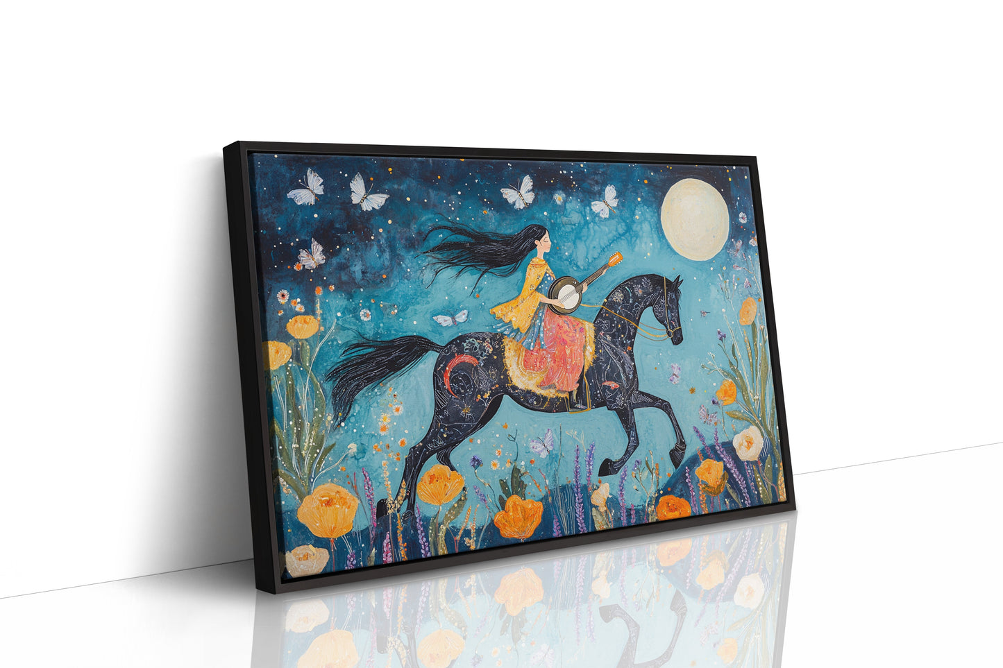 Mélodie au clair de lune à cheval dans la nuit
