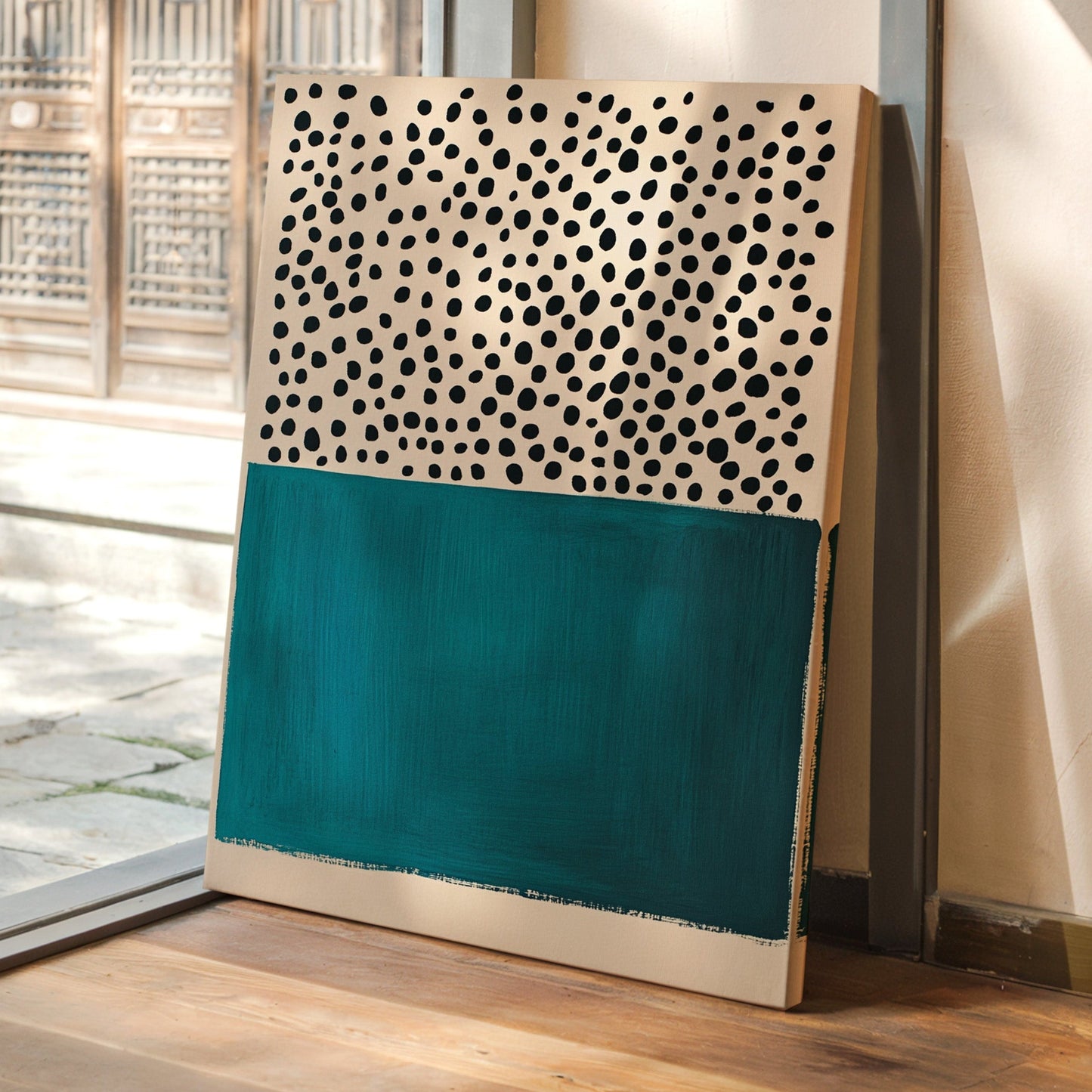 Teal Block and Ink Dots