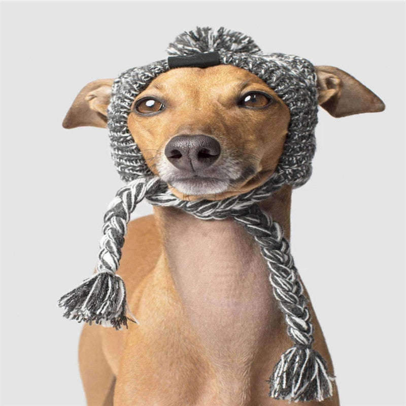 Pet dog autumn and winter woolen hat