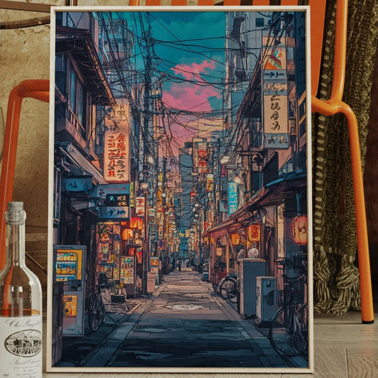 Impression d'art urbain vibrant de Tokyo – Esthétique de paysage urbain néon