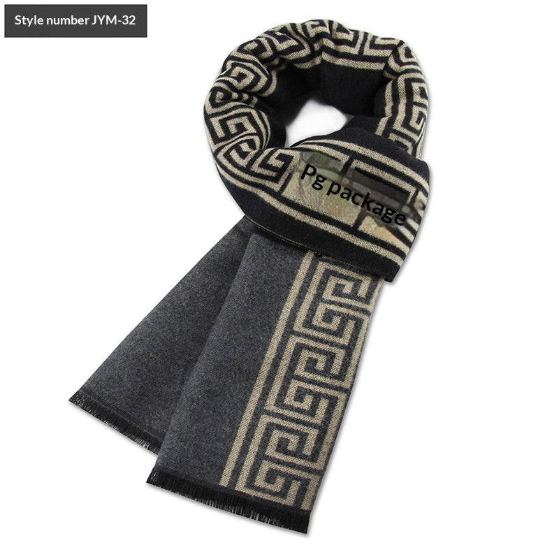 Mens Wool-Blend Plaid Scarf Winter Warmth & Extra Thickness