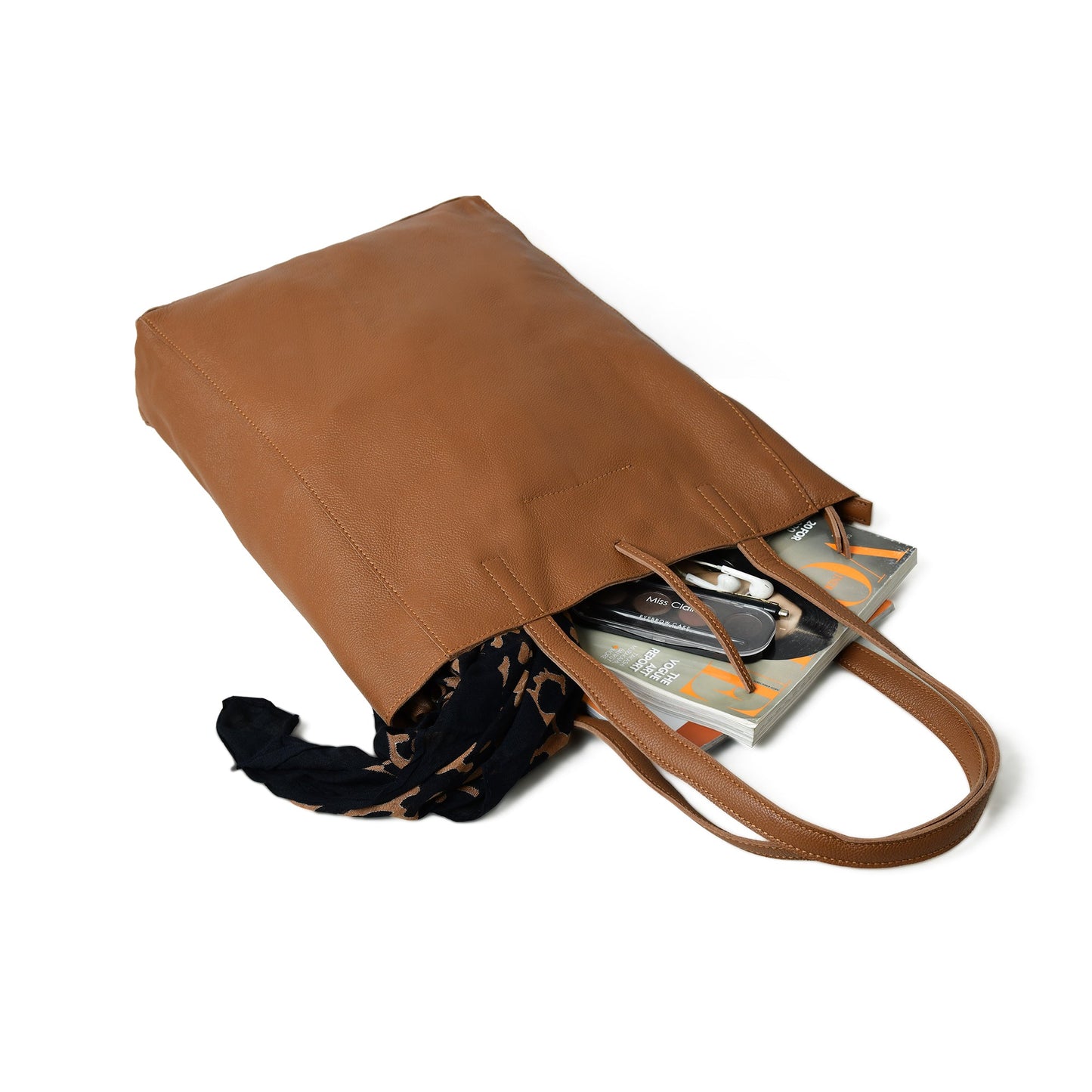 Sac cabas en cuir Café Chic pour femmes