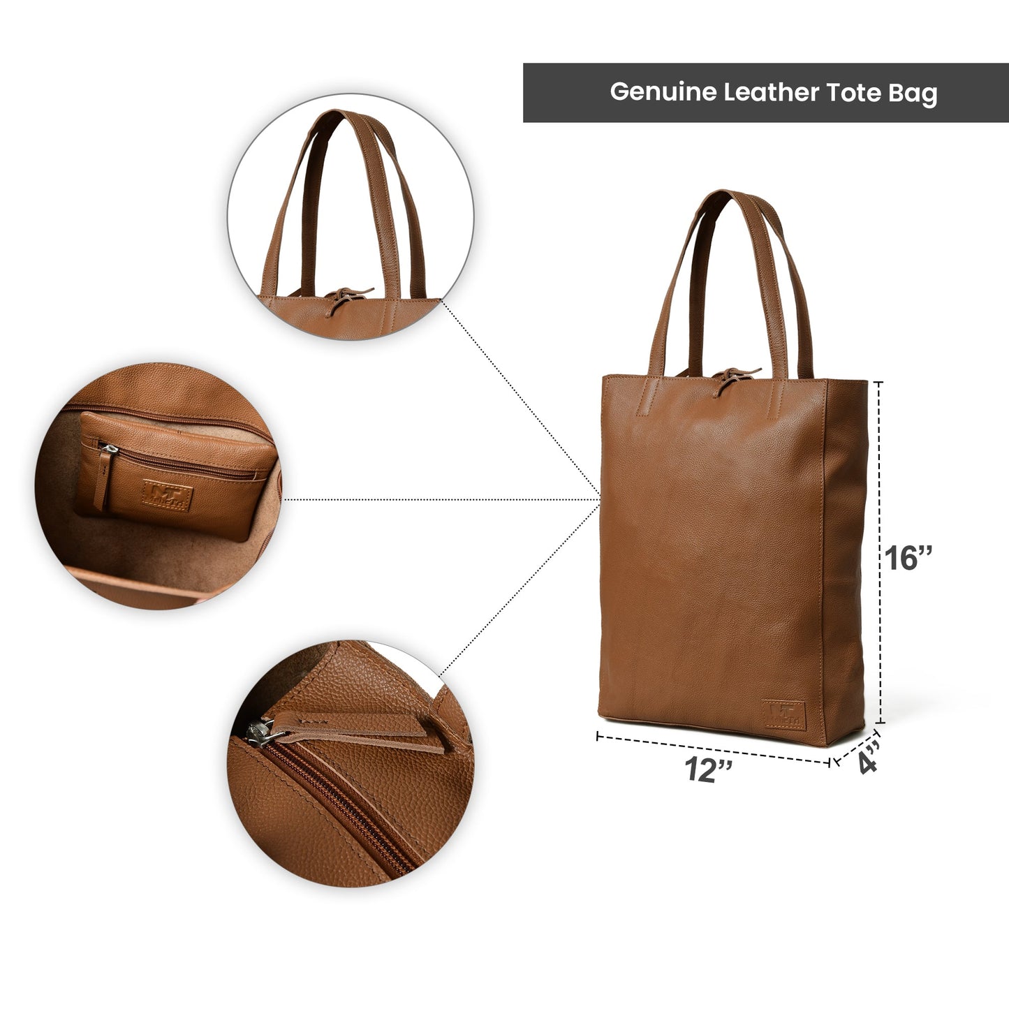 Sac cabas en cuir Café Chic pour femmes
